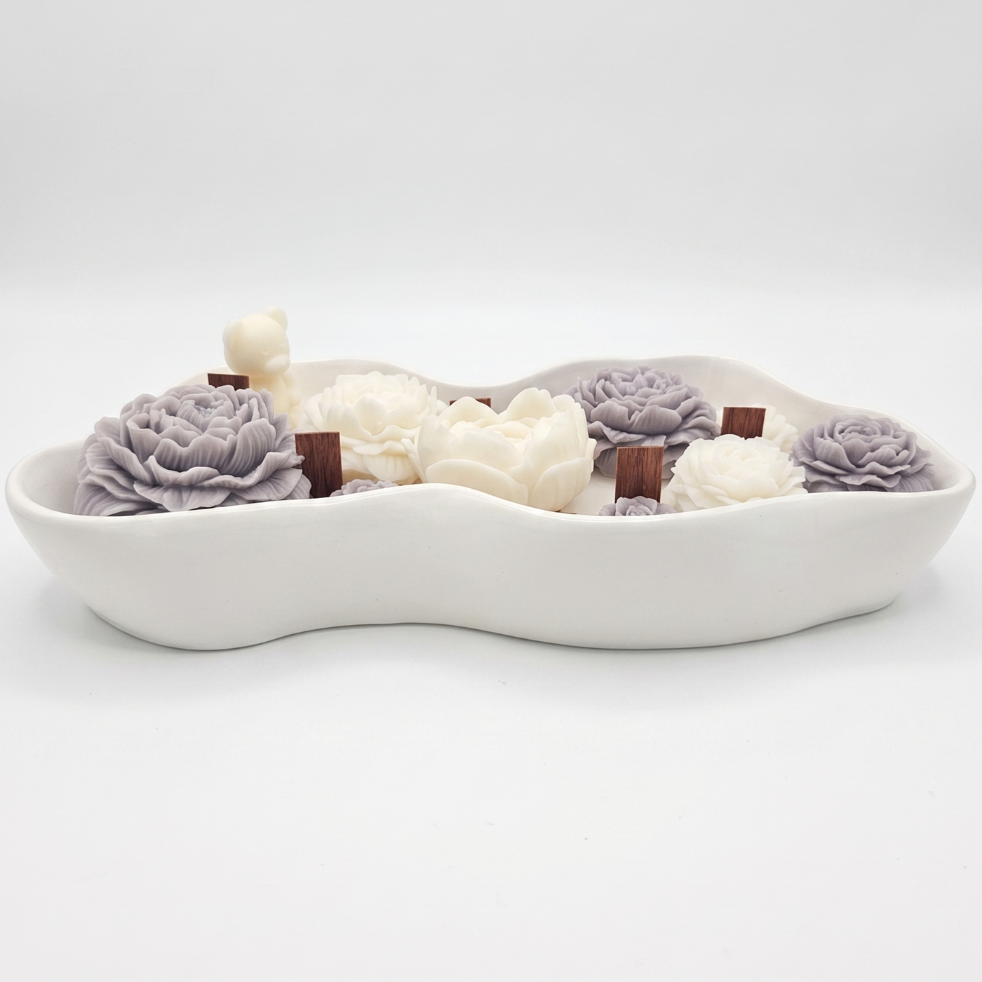 Bougie Nuage Fleuri - Blanc / Gris / Paris