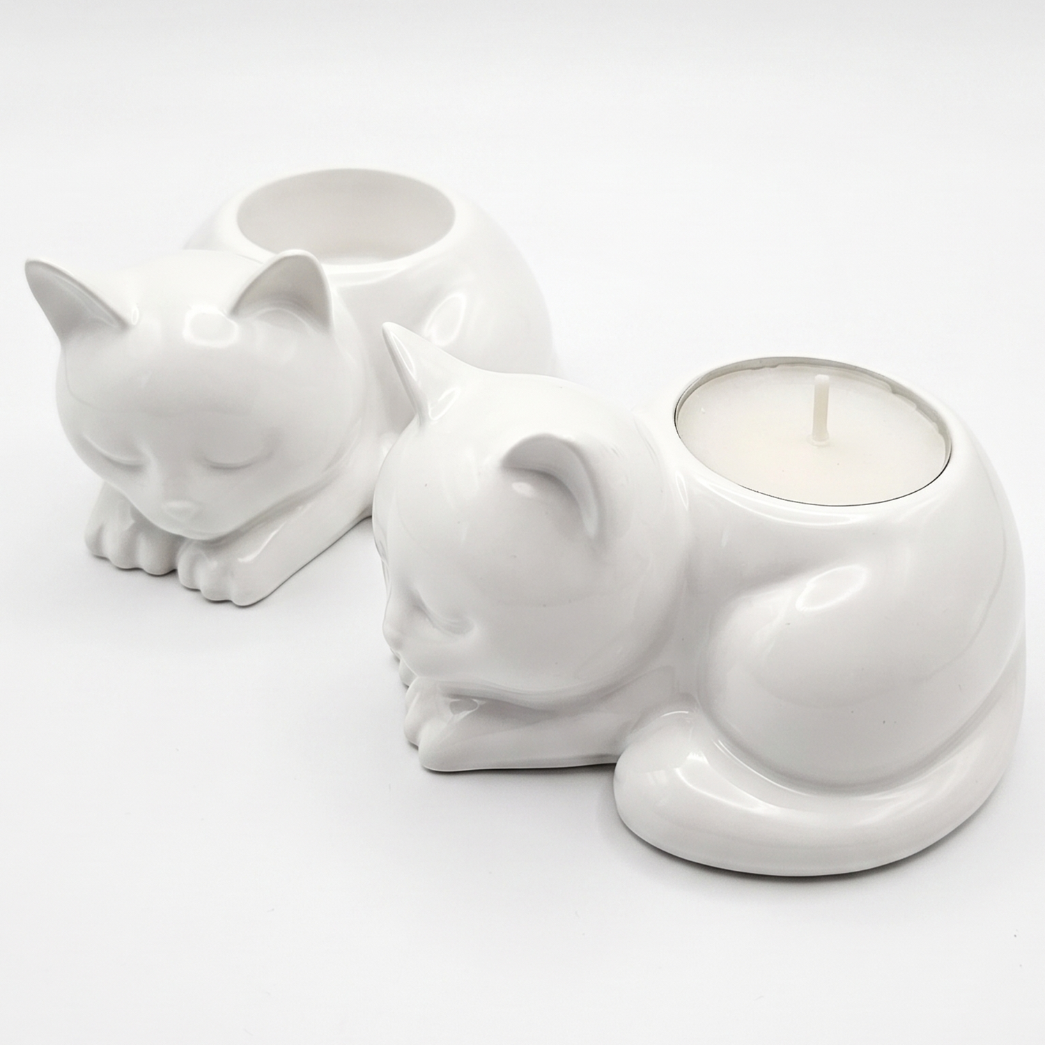Bougeoir design Chat – Blanc