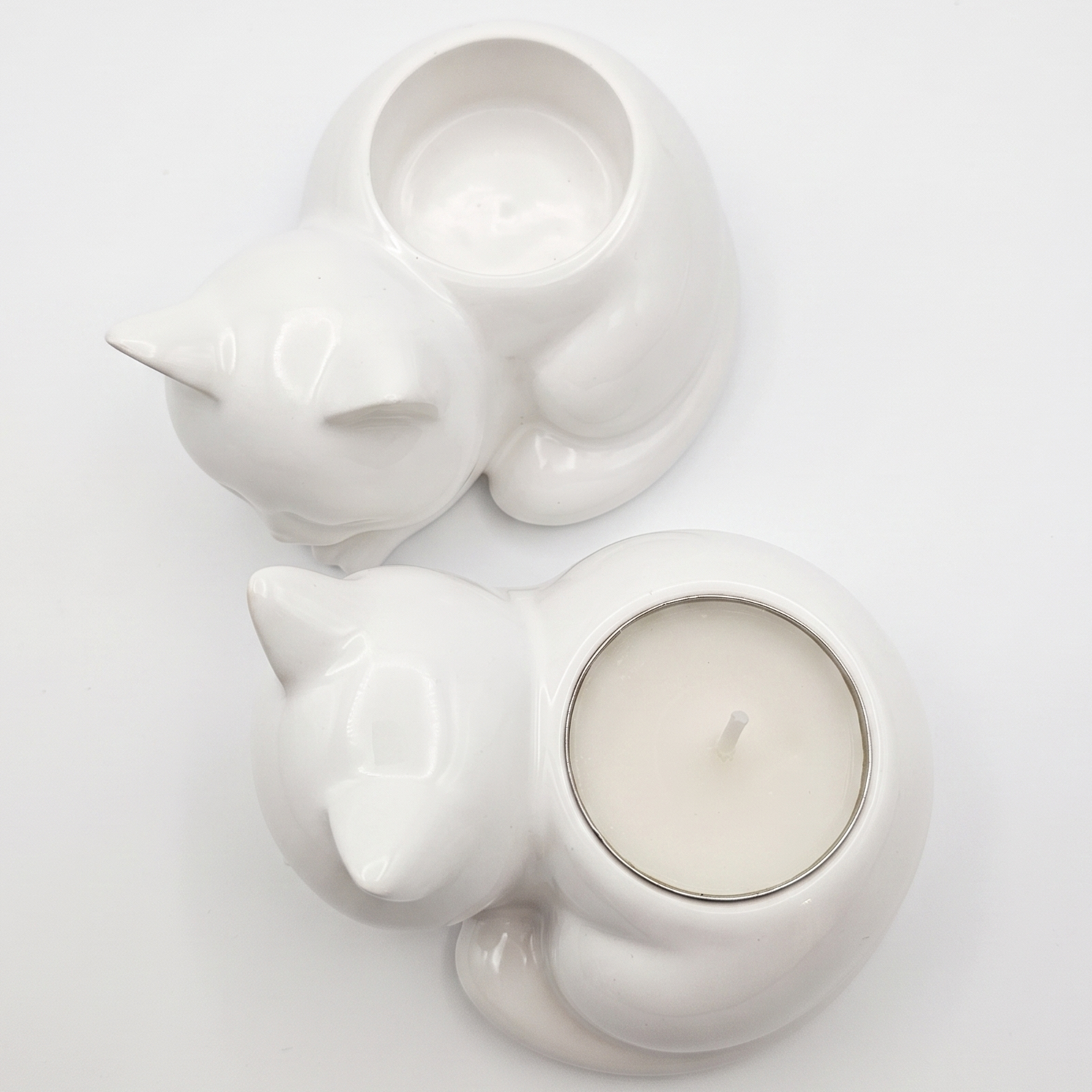 Bougeoir design Chat – Blanc