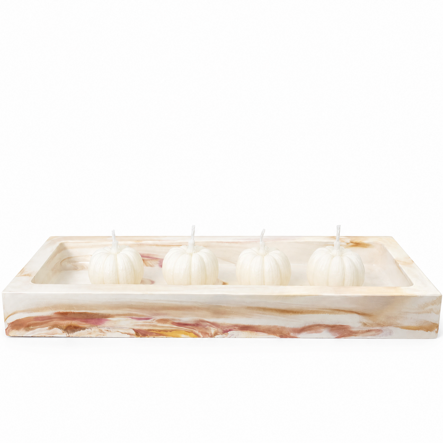 Plateau design Luna - Blanc / Caramel