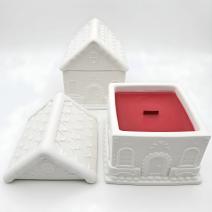 Bougie Maisonnette - Blanche / Fraise, Rhubarbe
