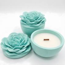 Bougie Fleur Azur - Turquoise / Vanille