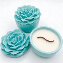 Bougie Maxi Fleur Azur - Turquoise / Vanille