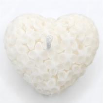 Bougie décorative Cœur fleuri - Blanc / Noix de coco