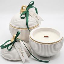 Bougie Christmas Bauble Elegance - Blanche / Or / Magie d'hiver