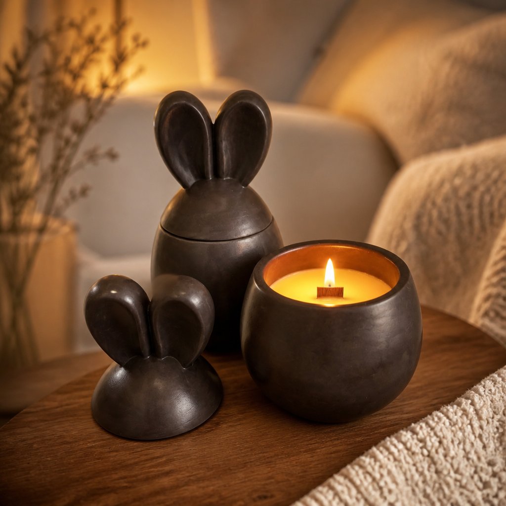 Bougie Doux Lapin - Marron / Citron vert, Mangue