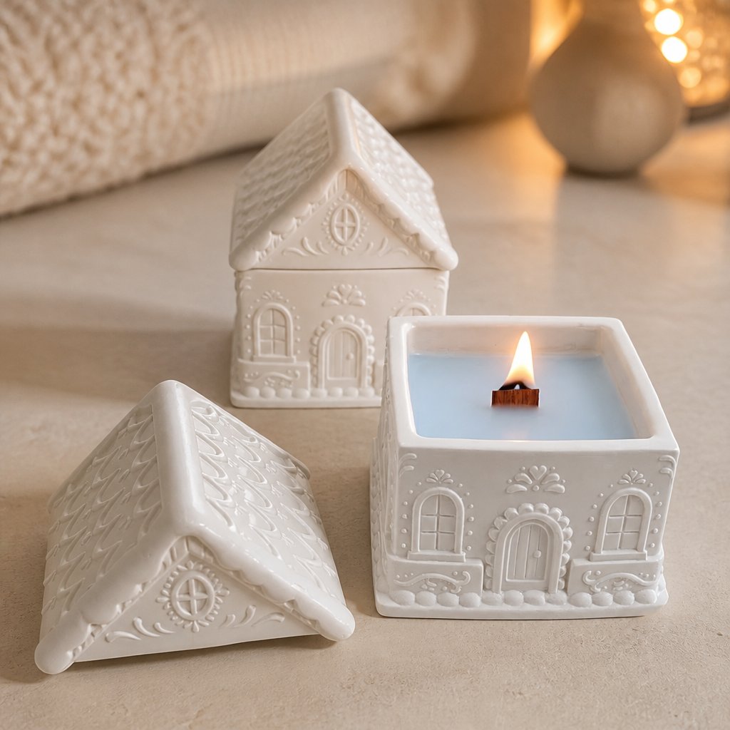 Bougie Maisonnette - Blanche / Coton