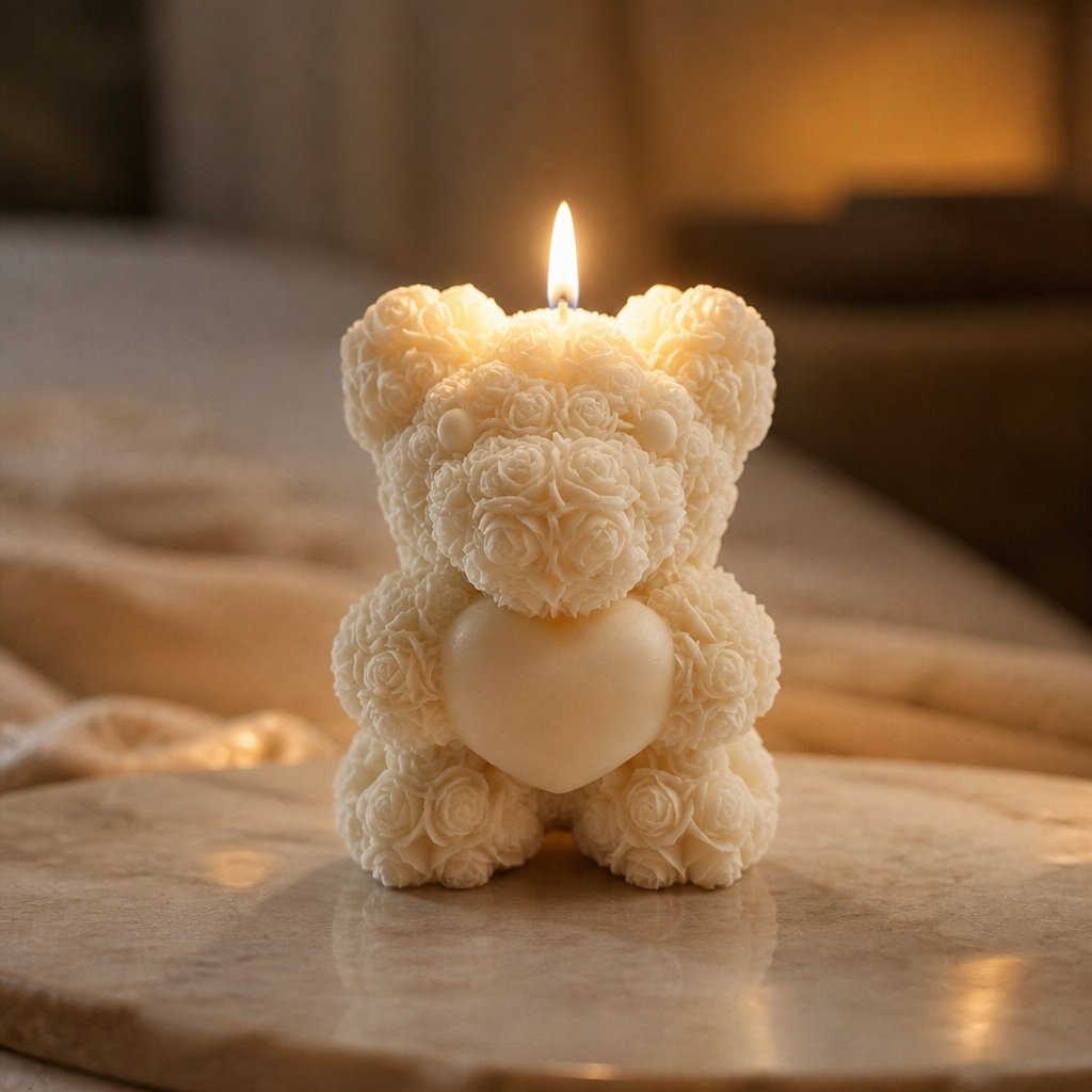Bougie Mini Ourson - Blanc / Noix de coco