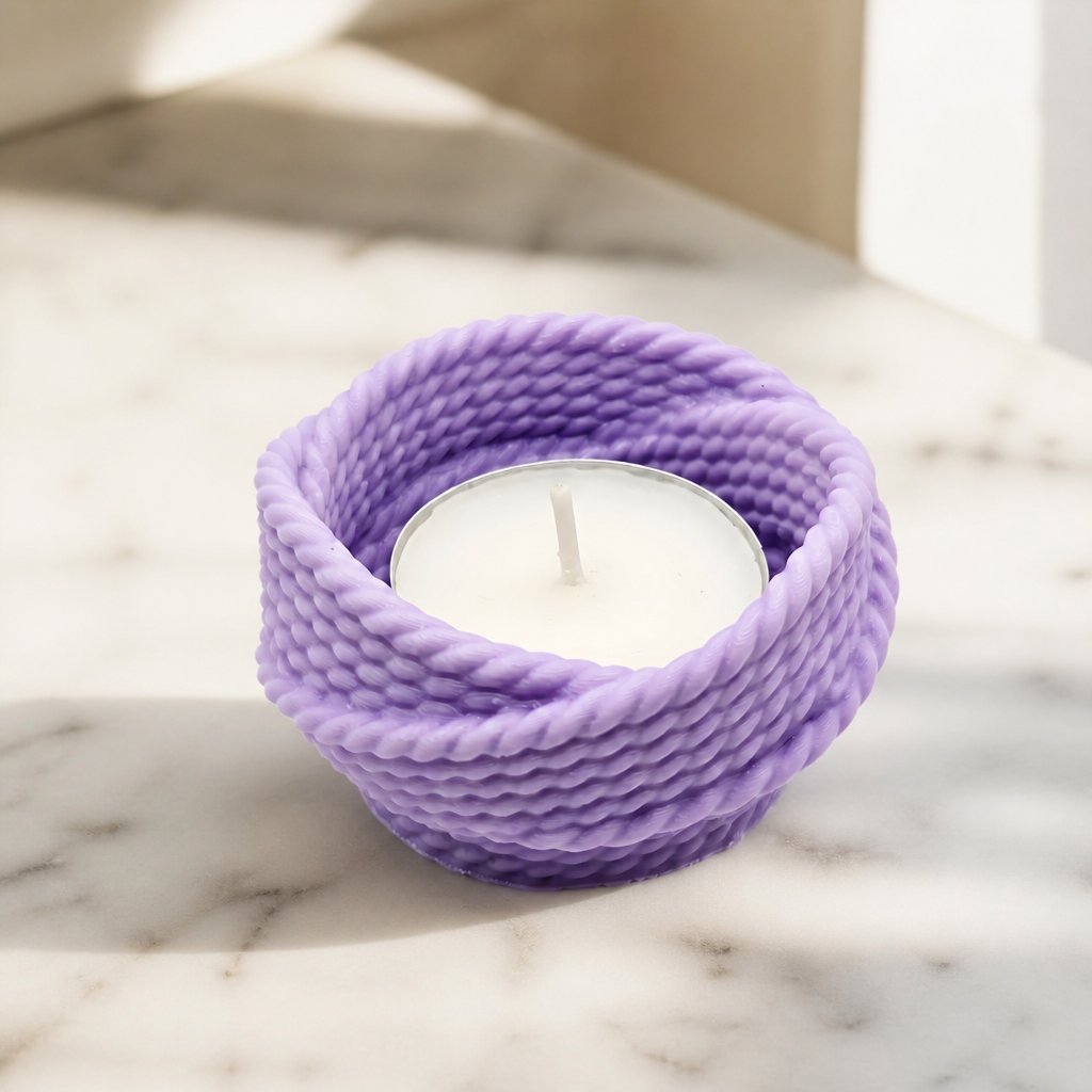 Bougeoir et coupelle design Fil – Violet